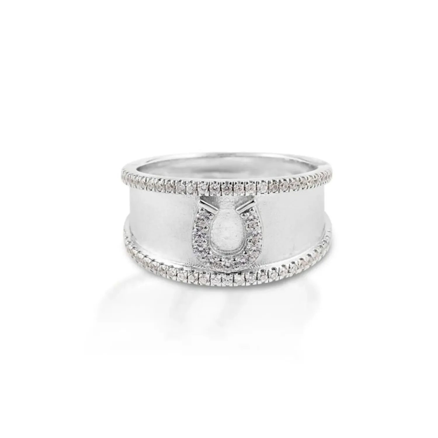 Kelly Herd 6PD Crystal Horseshoe Ring Sterling Sil