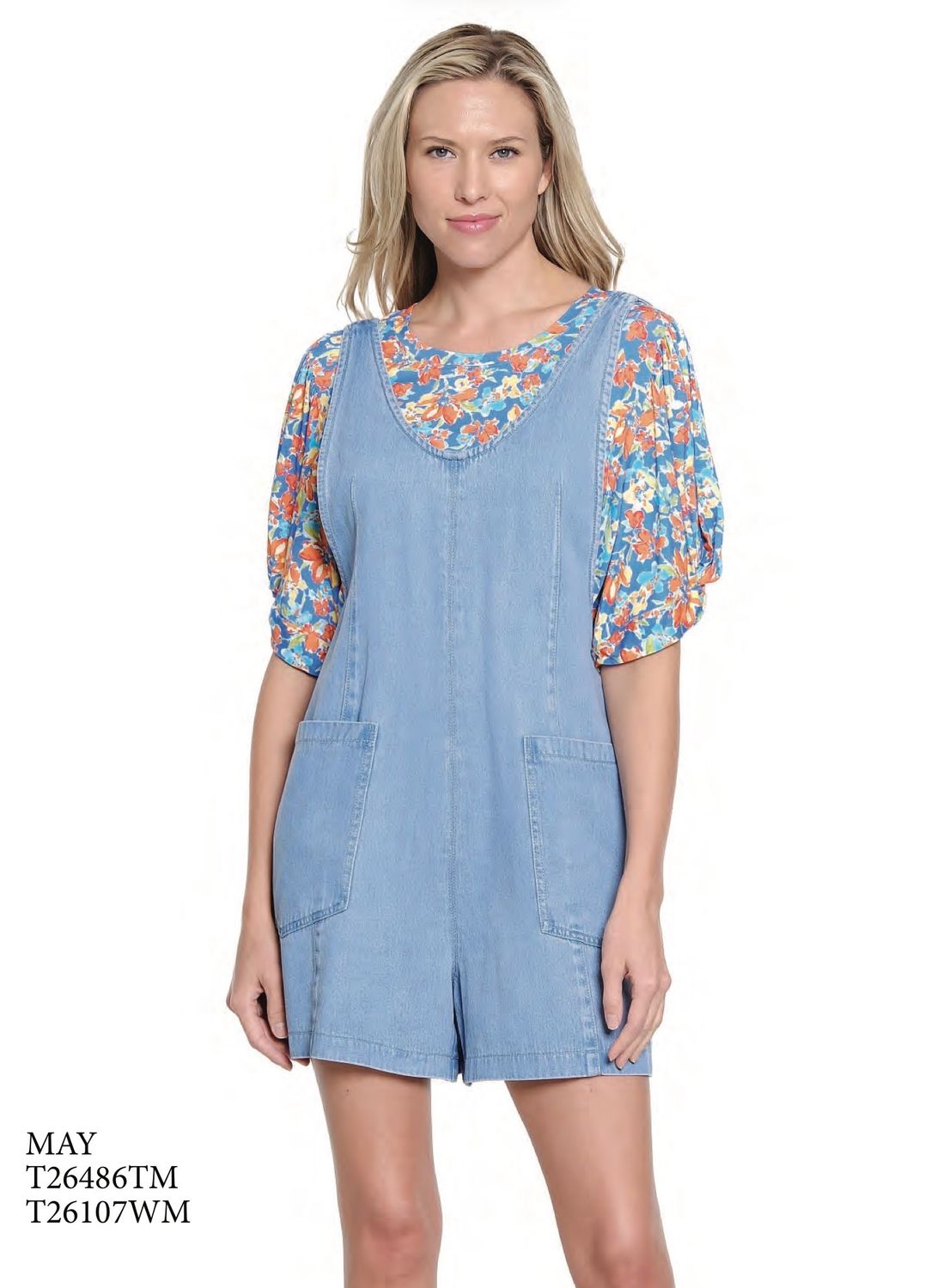 Tru Luxe T26107WM Denim Romper