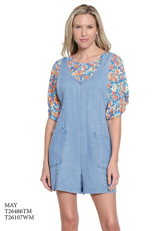 Tru Luxe T26107WM Denim Romper