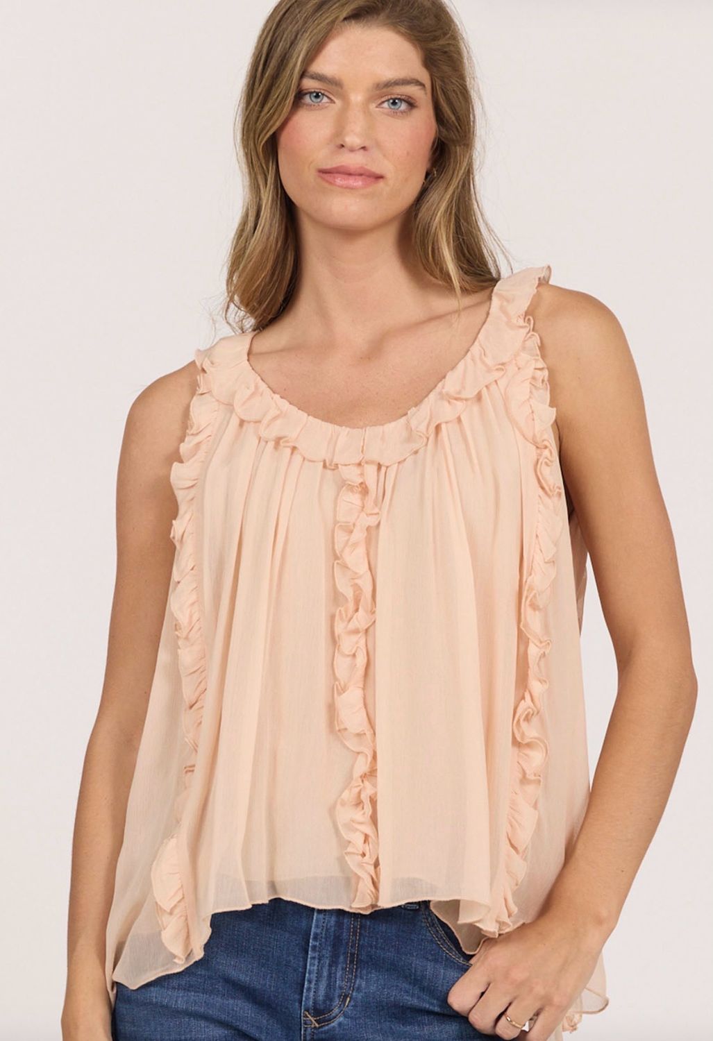 Dear John DSH1537 Renata Ruffle Tank-Peach