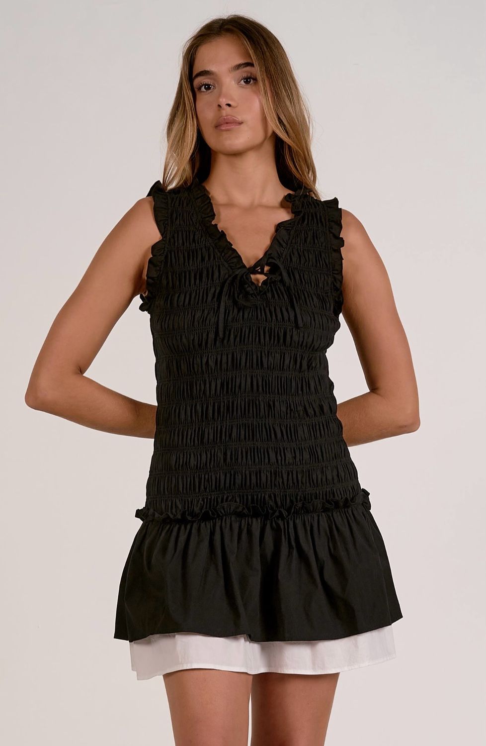Elan PLP50446 VNeck SLVLS Dress-Black