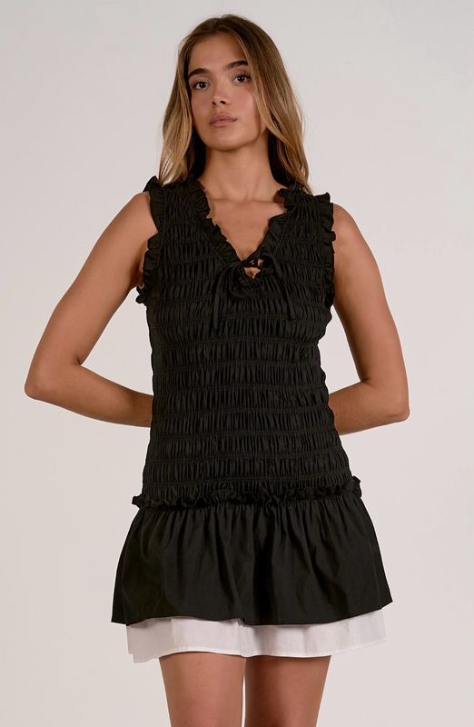 Elan PLP50446 VNeck SLVLS Dress-Black