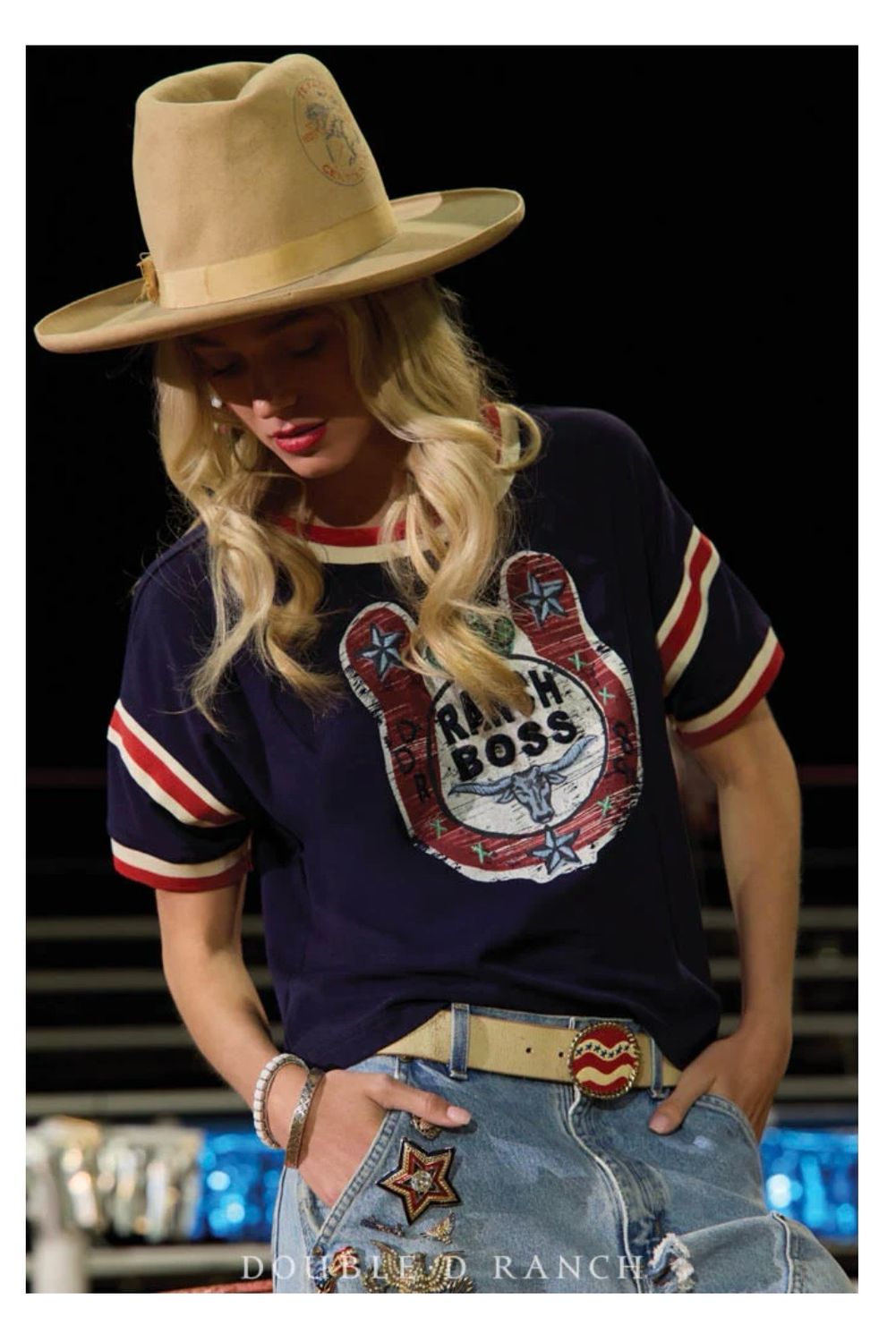 Double D T4219 Ranch Boss Top-Flag Blue