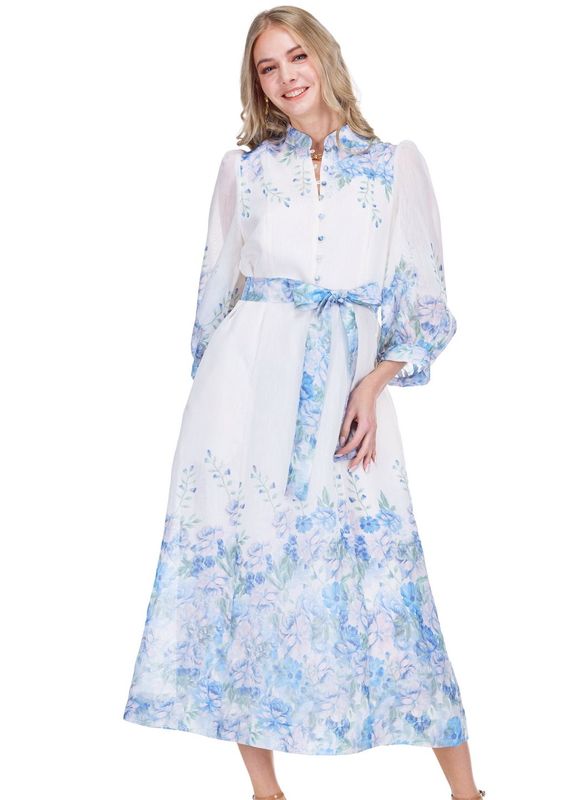 Jade 78E8055 Stand Collar ALine Dress-Bl.Flower