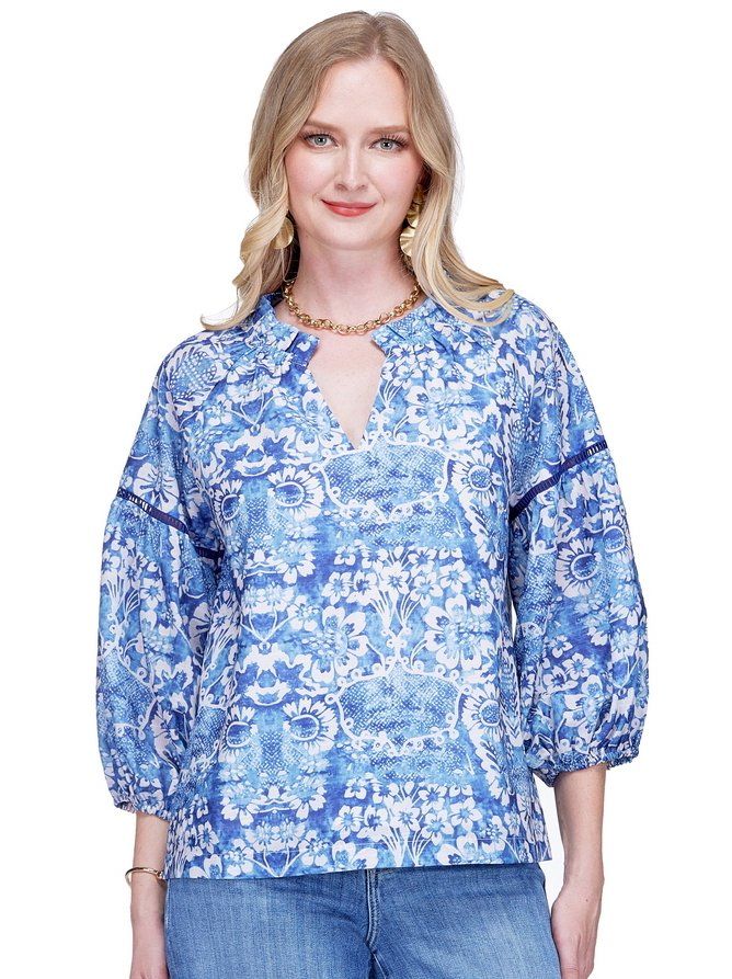 Jade 78E3920 Trimmed Peasant Top