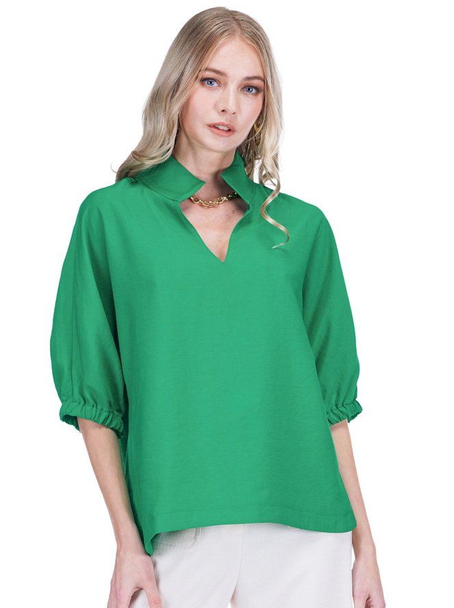 Jade 78E8083 Collar Top-Green