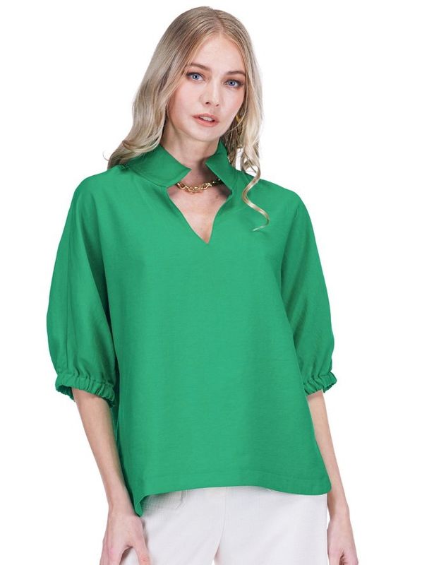 Jade 78E8083 Collar Top-Green