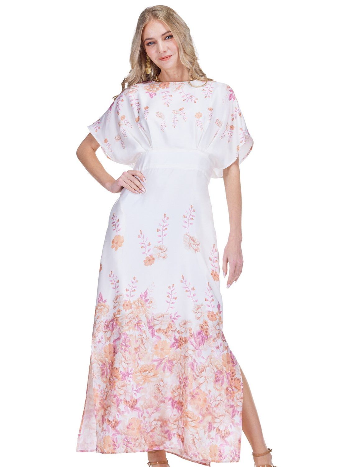 Jade 78E8062 Blouson Cinched Waist Dress-Blush