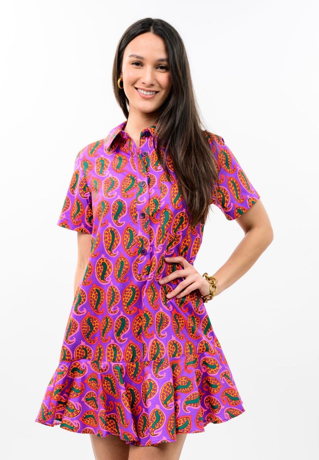 Uncle Frank 72666 Flounce Hem Dress-Purple
