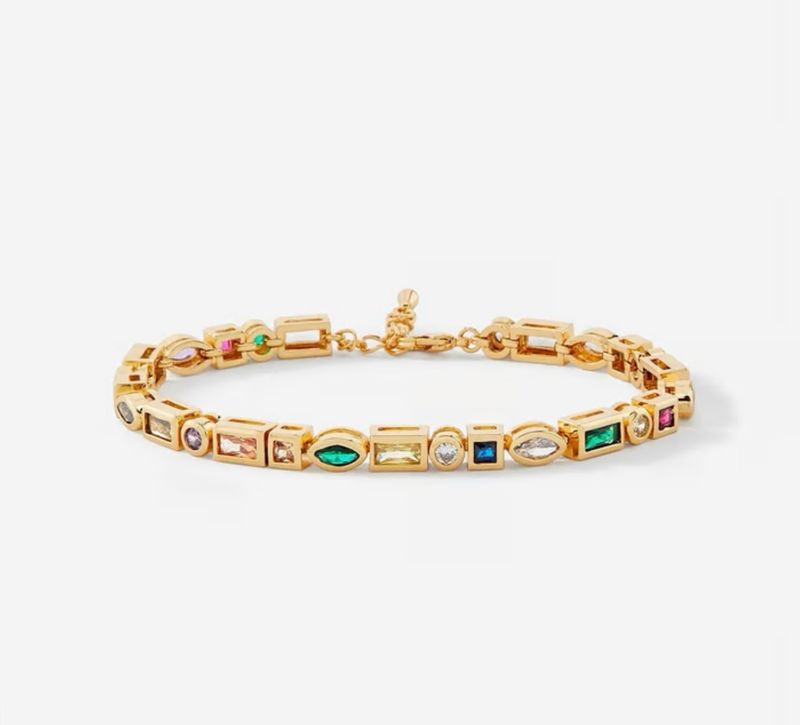 Charlie Paige Colored Glass Crystals Tennis Bracelet