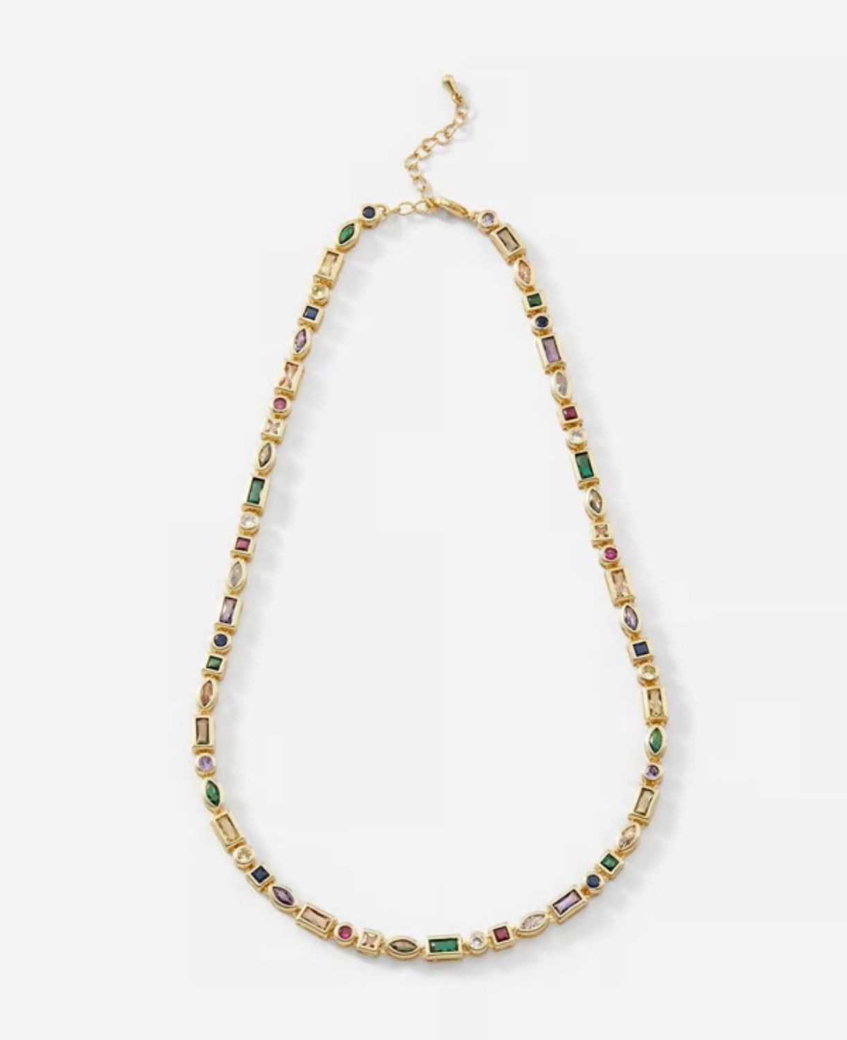 Charlie Paige Gold Necklace w/Colored Glass Crystals