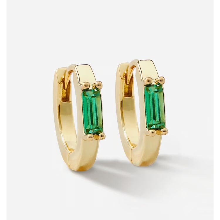 Charlie Paige Emerald Green &amp; Gold Huggie Hoops