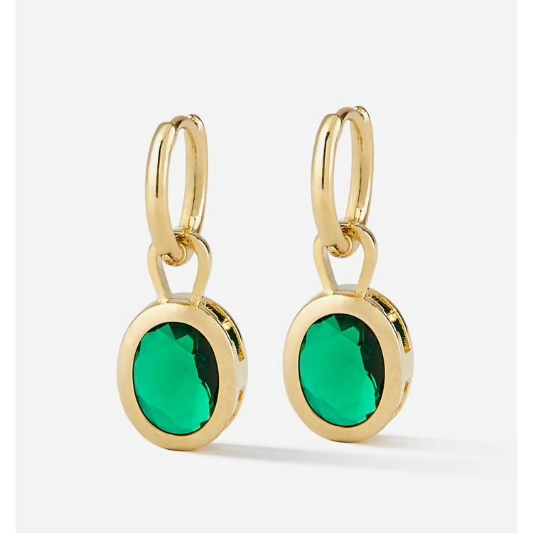 Charlie Paige Emerald Green &amp; Gold Drop Earrings