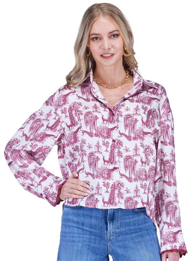 Joy Joy 78F4909 CropBlouse-MaroonParisianGarden