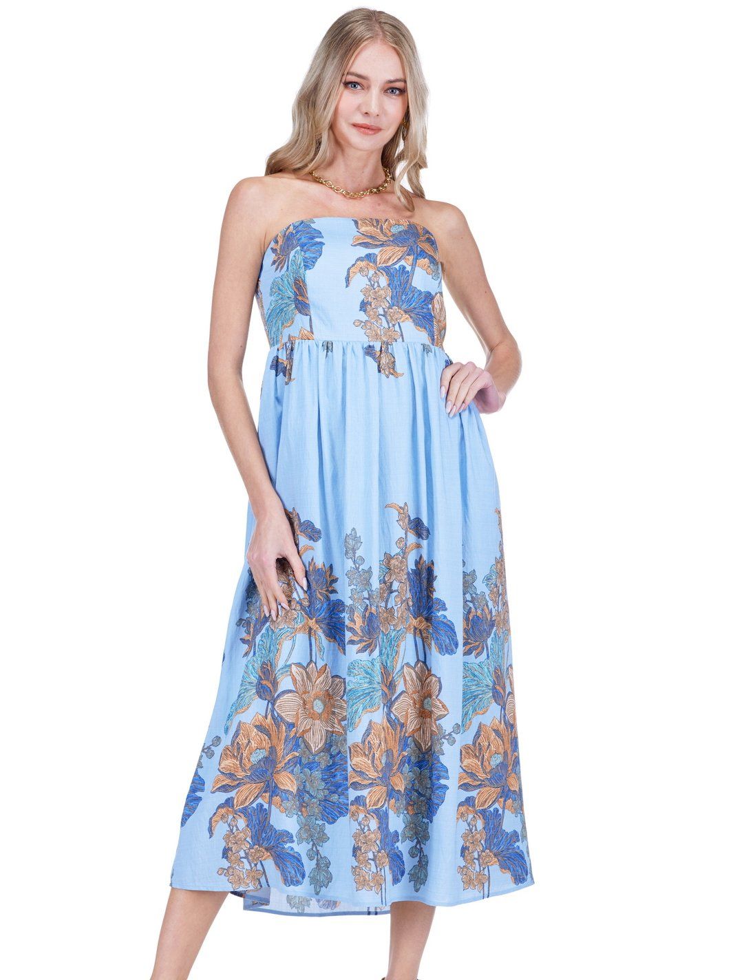 Joy Joy 78F4898-1 Tube Dress-AntiqueBlossom
