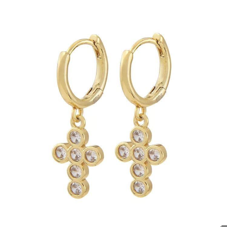Charlie Paige Diamond Cross Huggee Earrings