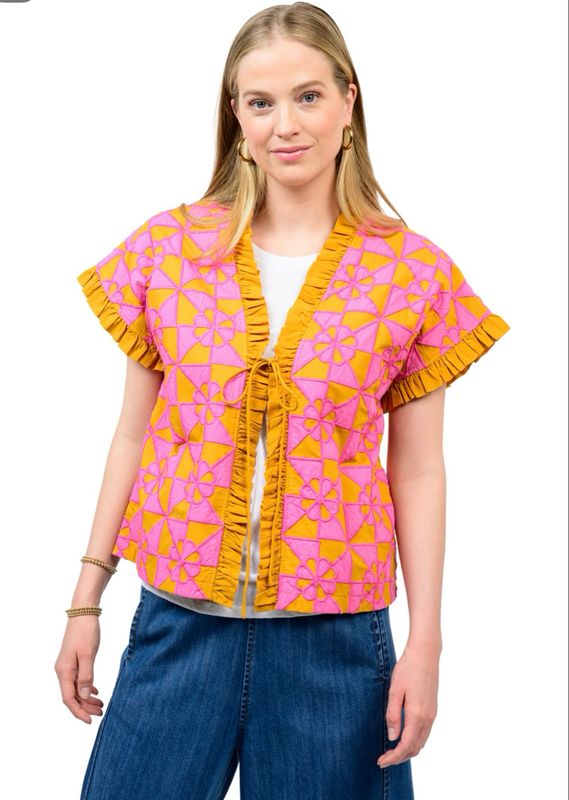 Ivy Jane 121187 Appliqued Vest-Gold
