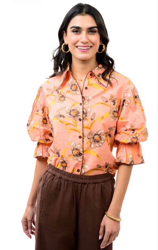 Ivy Jane 621612 Pointed Collar Poof Sleeve Shirt