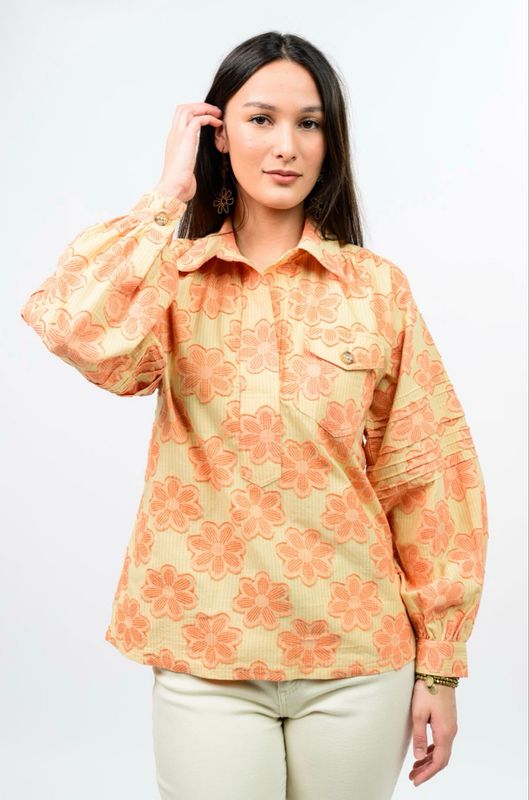 Ivy Jane 621610 Jacquard Stripe Shirt/PleatedSLV