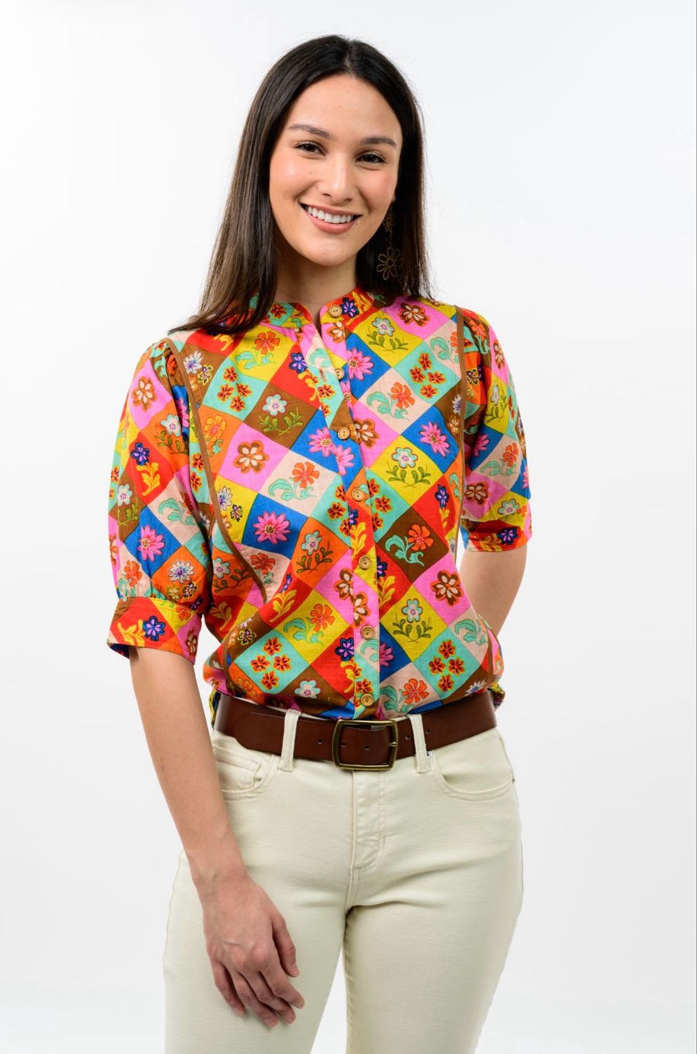 Ivy Jane 621613 Block Patch Floral Top