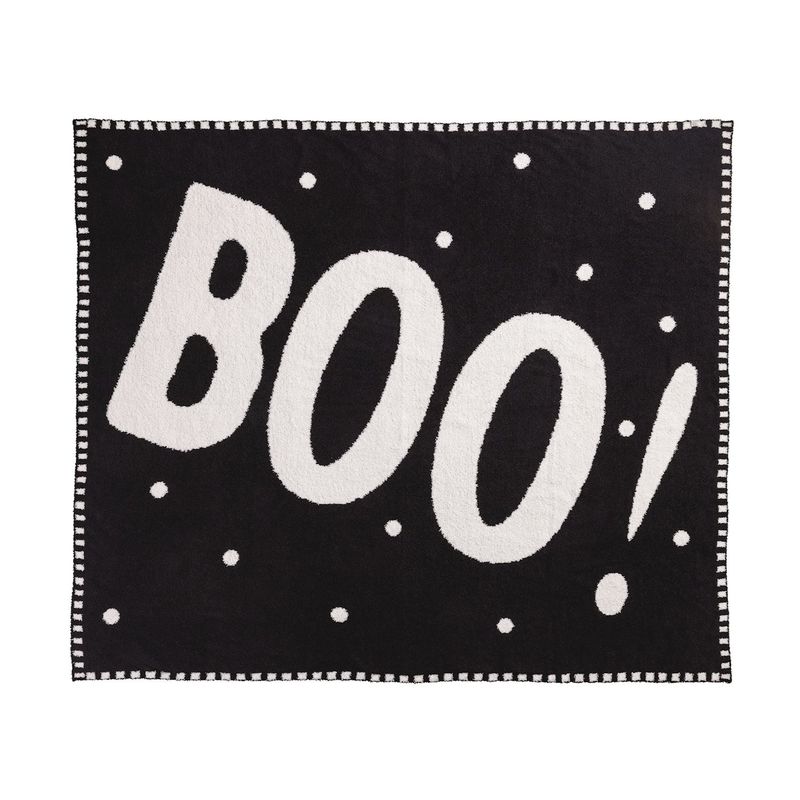 Mudpie 81000008BK Black Boo Chenille Blanket