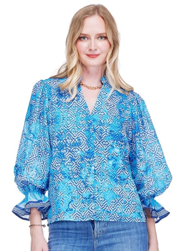 Jade 78F9987-2  Split V Neck Blouse