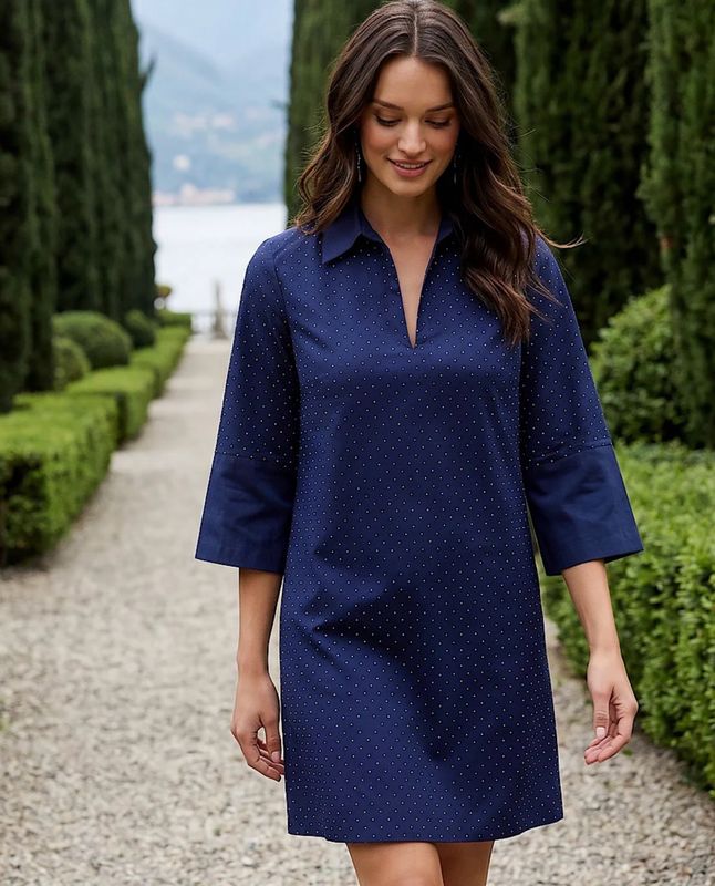 Karen Kane 2L53800 Cuffed Slv Dress-Navy