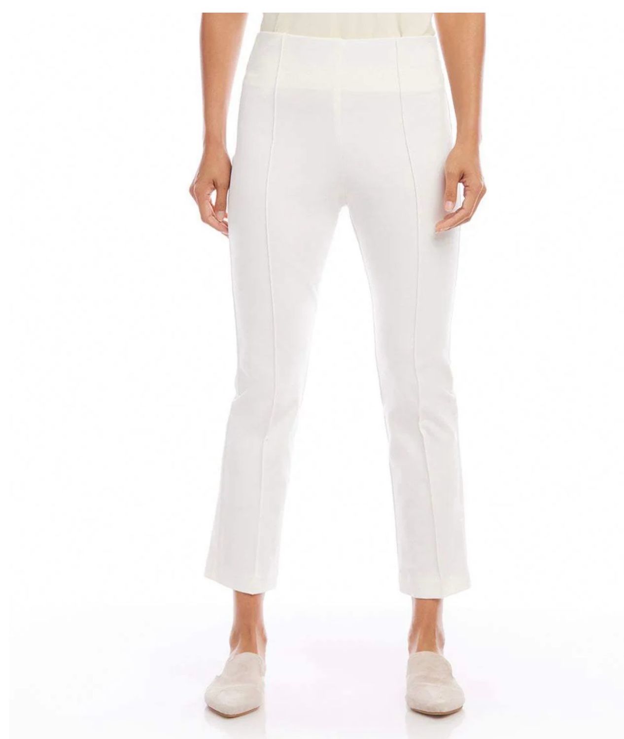 Karen Kane L09006 Cropped Pintuck Pants-OffWhite