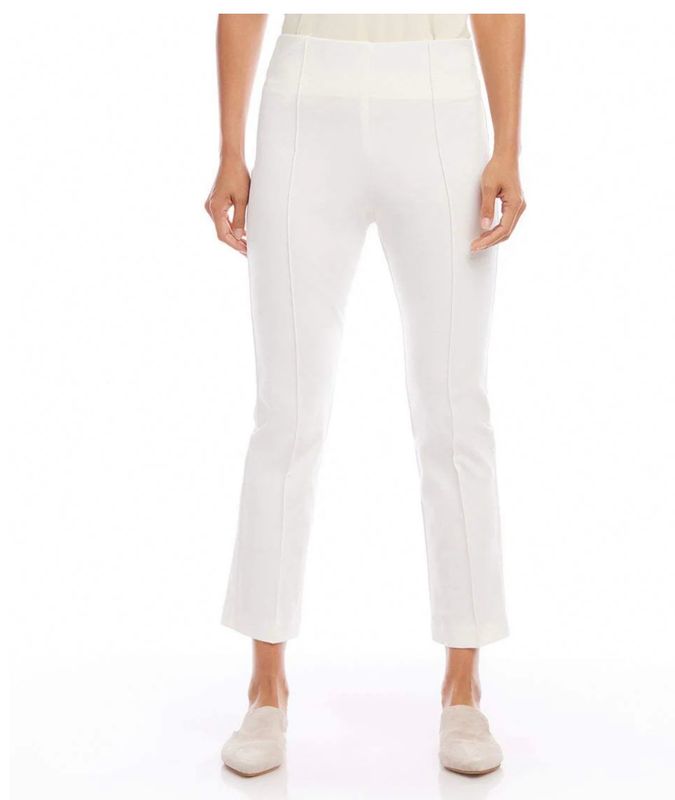 Karen Kane L09006 Cropped Pintuck Pants-OffWhite