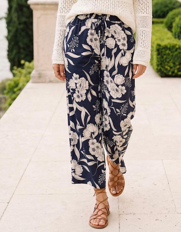 Karen Kane 2L56500 Drawstring Ankle Pants-Floral