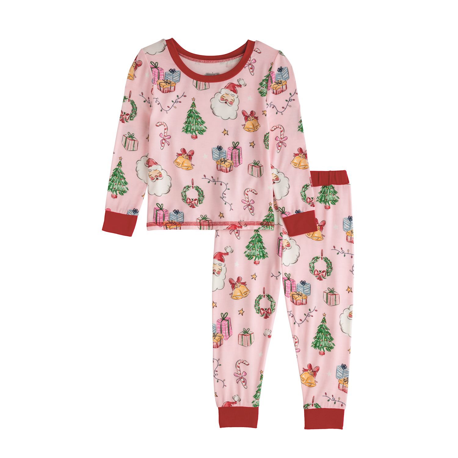 MudPie 10860169 Pink Christmas Print PJs