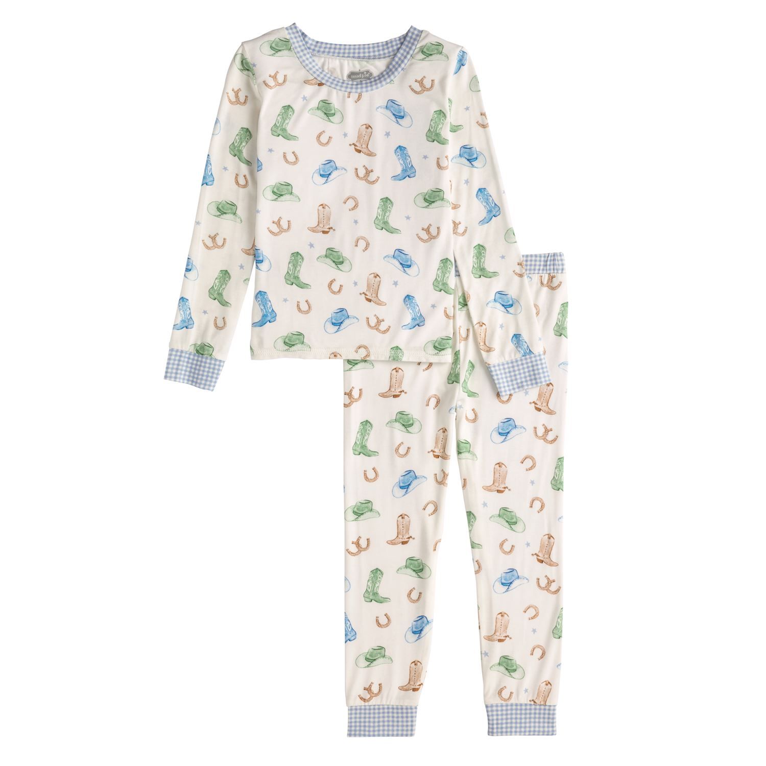 MudPie 10860173 Boy Cowboy Print Pajamas
