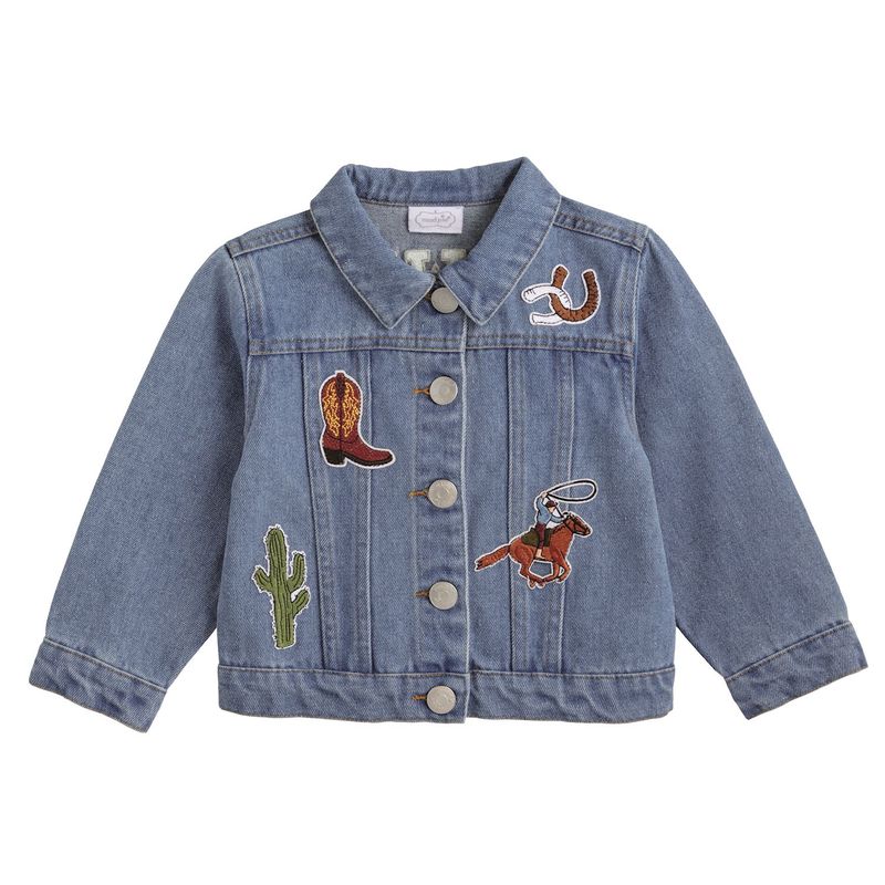 MudPie 11080203 Western Denim Patch Jacket