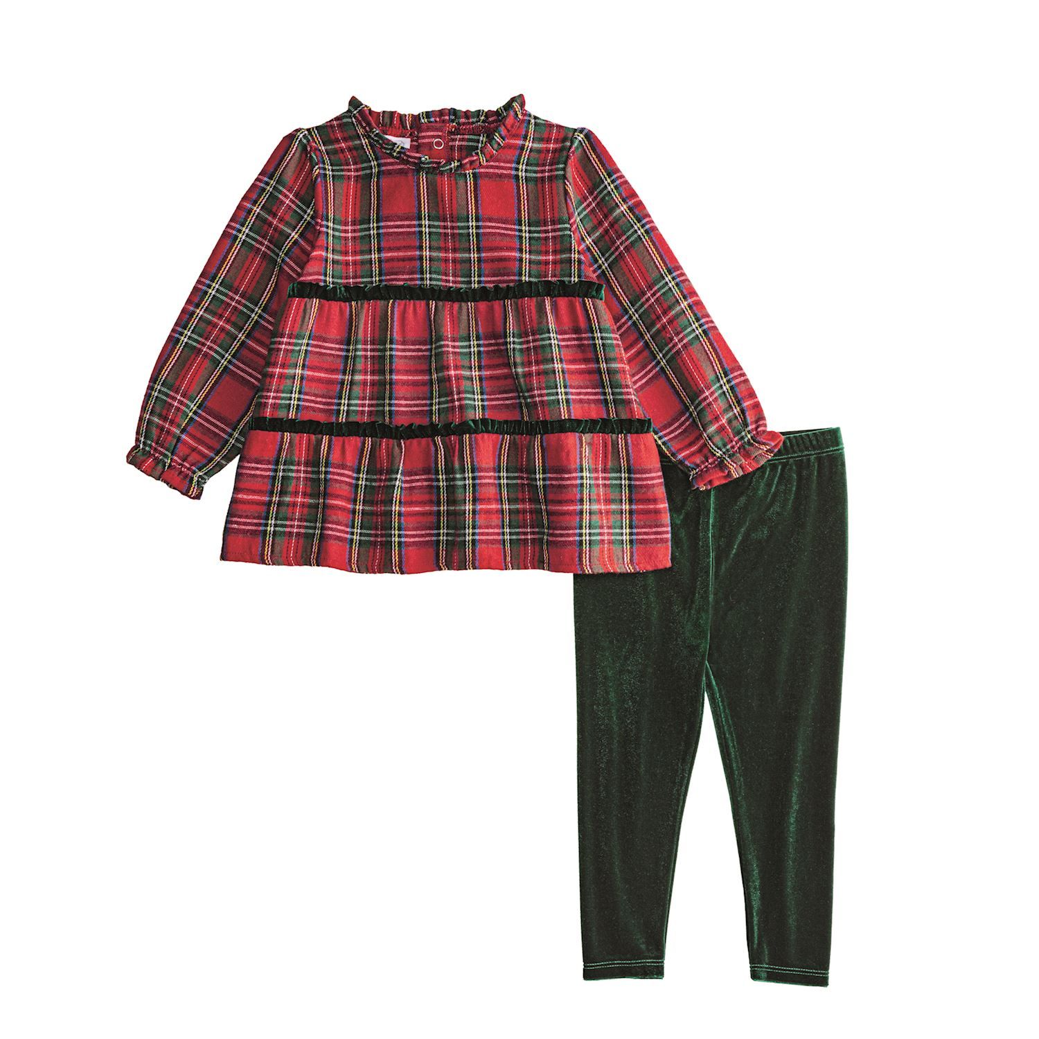 MudPie 11880014 Tartan Tier Tunic &amp; Legging Set