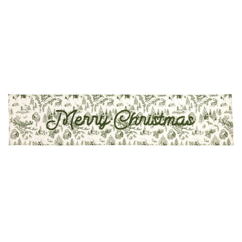 MudPie 43900176 Green Toile Table Runner