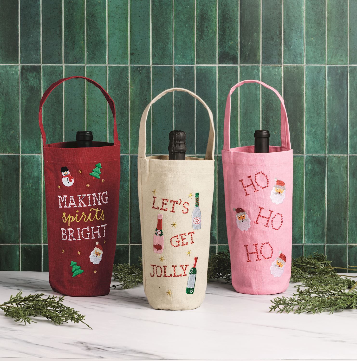 MudPie 48600274 Holiday Wine Bag