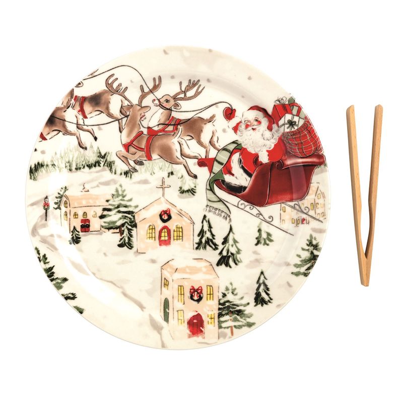 MudPie 42200250 Santa Scene Plate Set