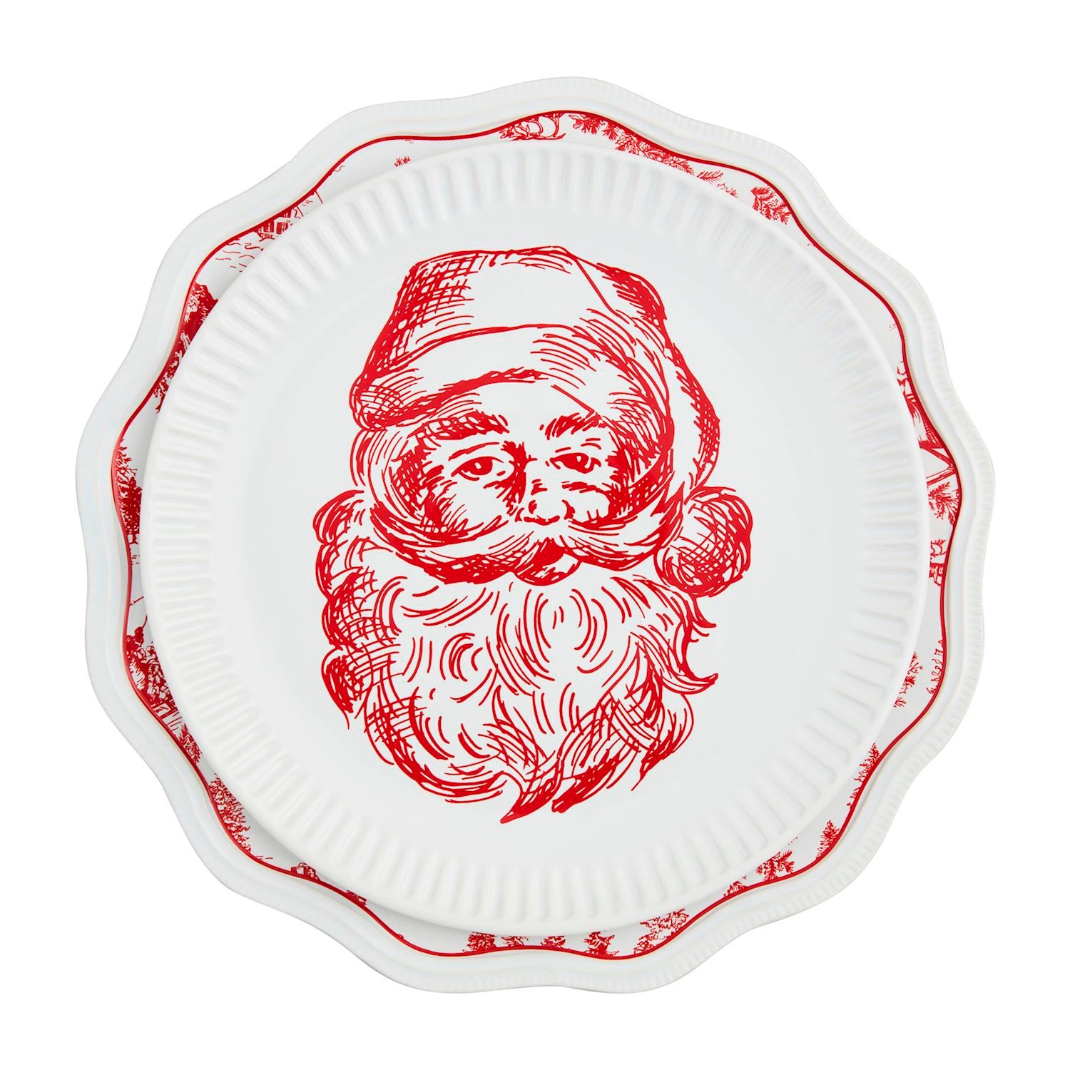 MudPie 40700732 Santa &amp; Toile Nested Platters