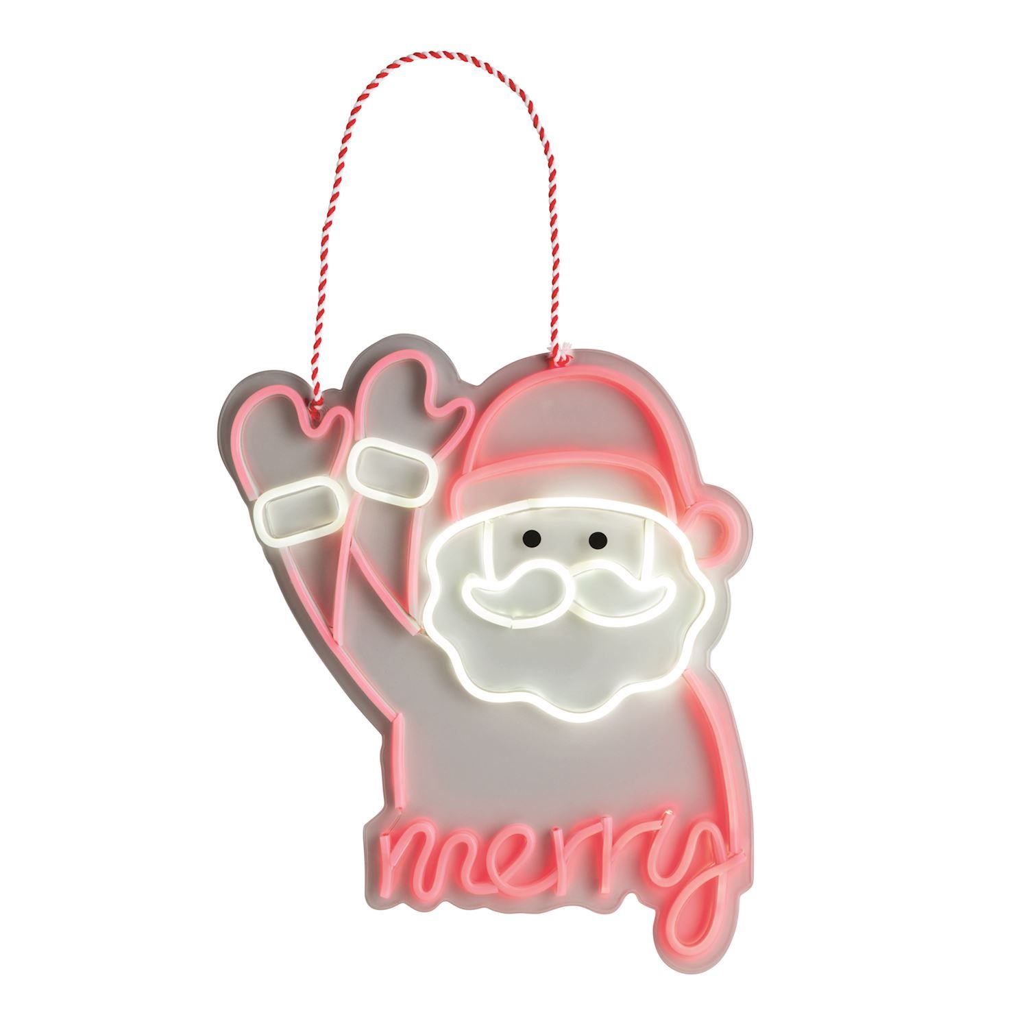 MudPie 40060148 Neon Waving Santa Door Hanger