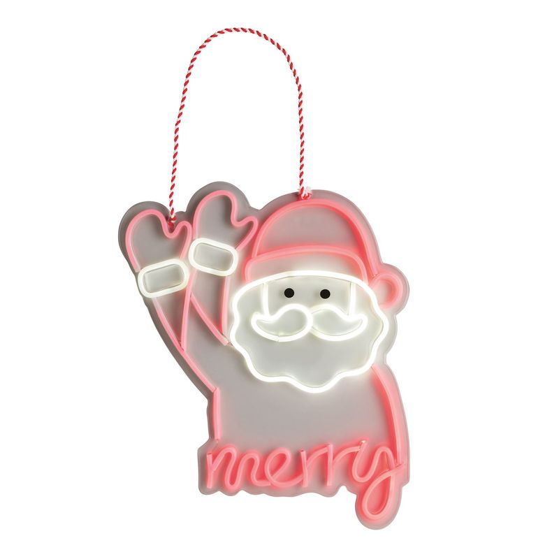 MudPie 40060148 Neon Waving Santa Door Hanger