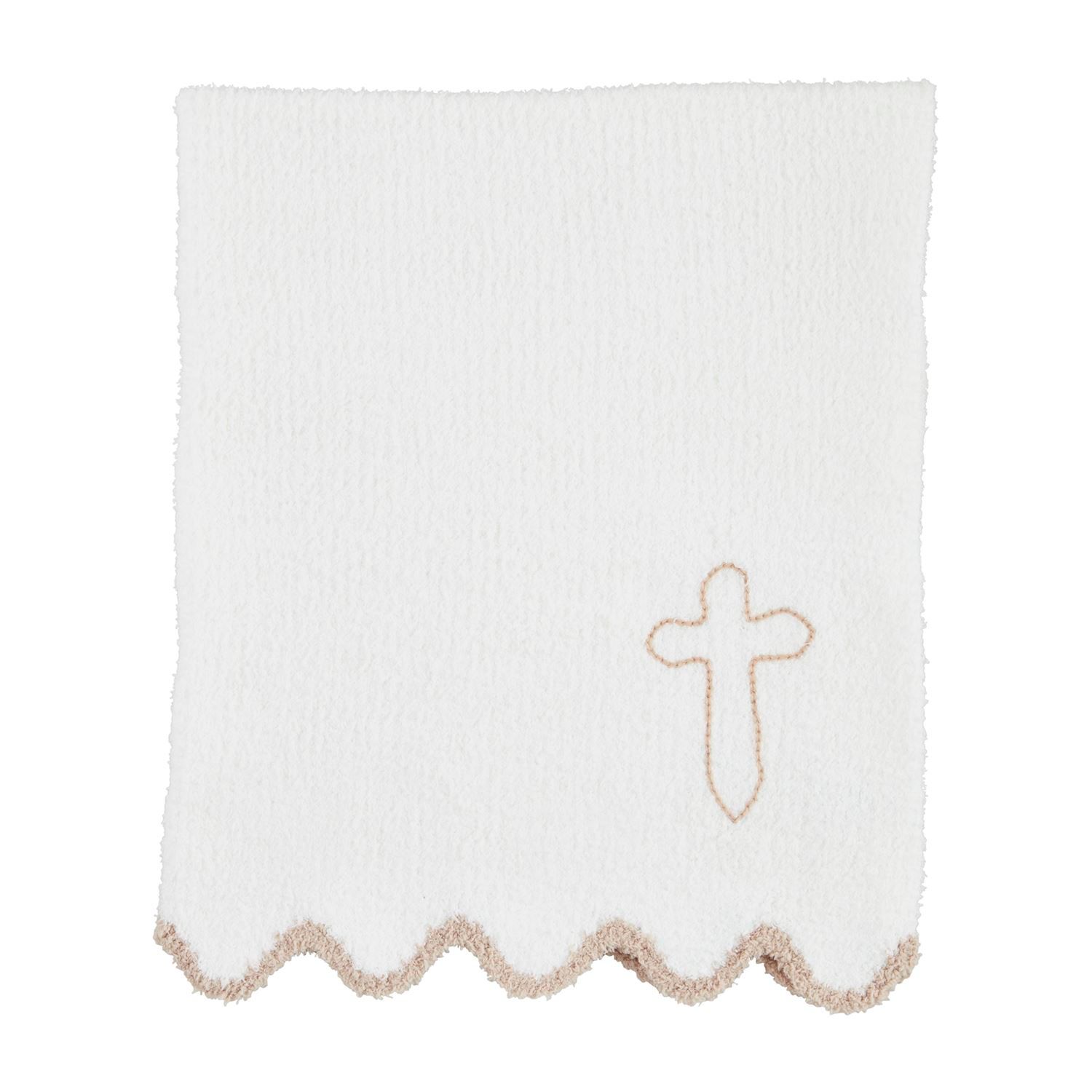 MudPie 11000267 Cross Scallop Chenille Blanket