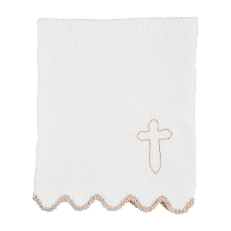 MudPie 11000267 Cross Scallop Chenille Blanket