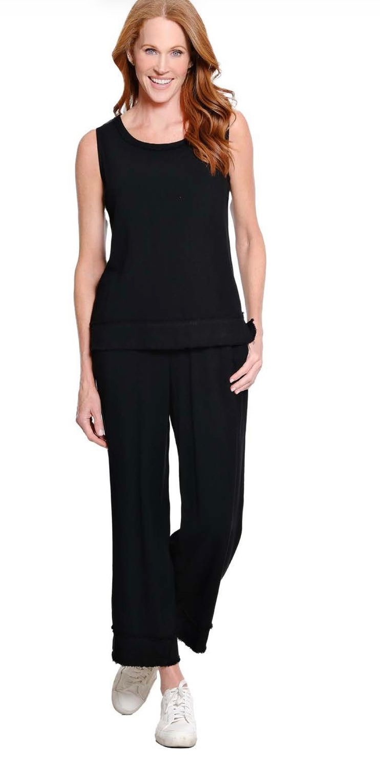 Slimsation M36711PM Fringe Hem Crop-Black