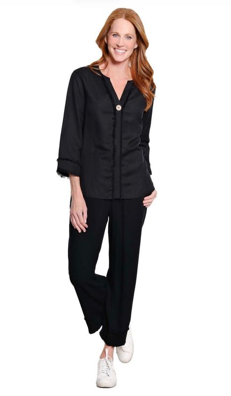 Slimsation M36719TM DropShoulder PullOver-Black
