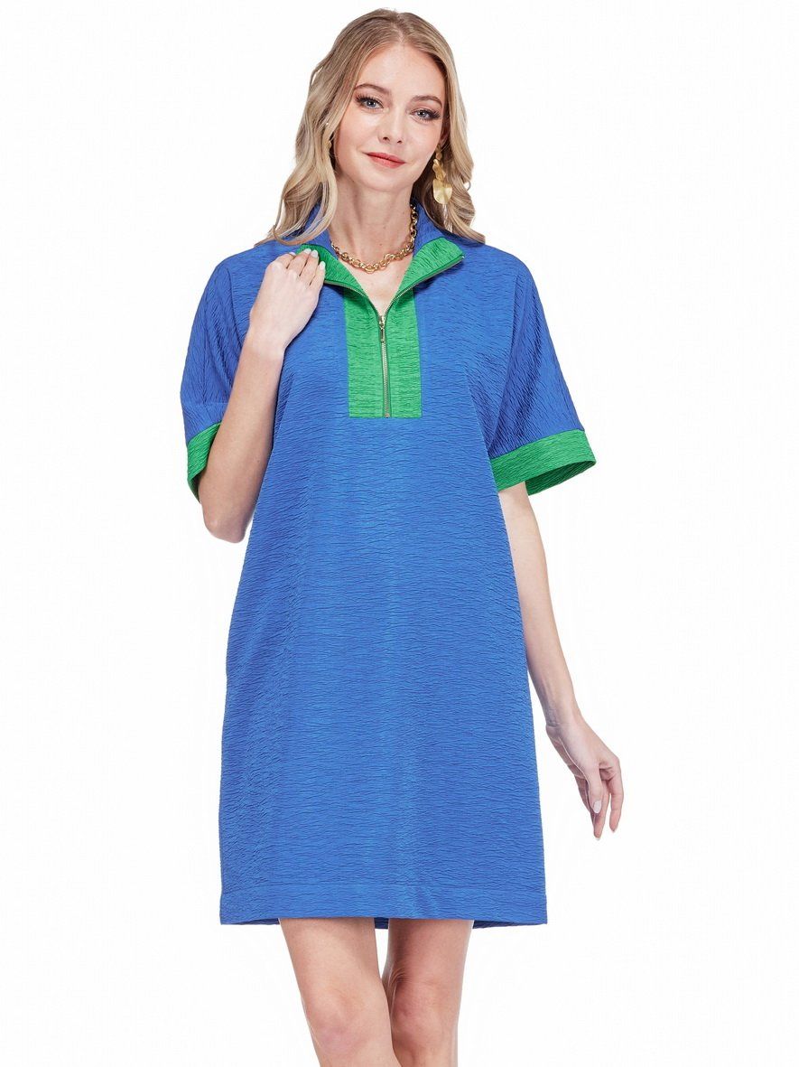 Jade 79G9874-935 HiNeck ZipFront Dress-Royal