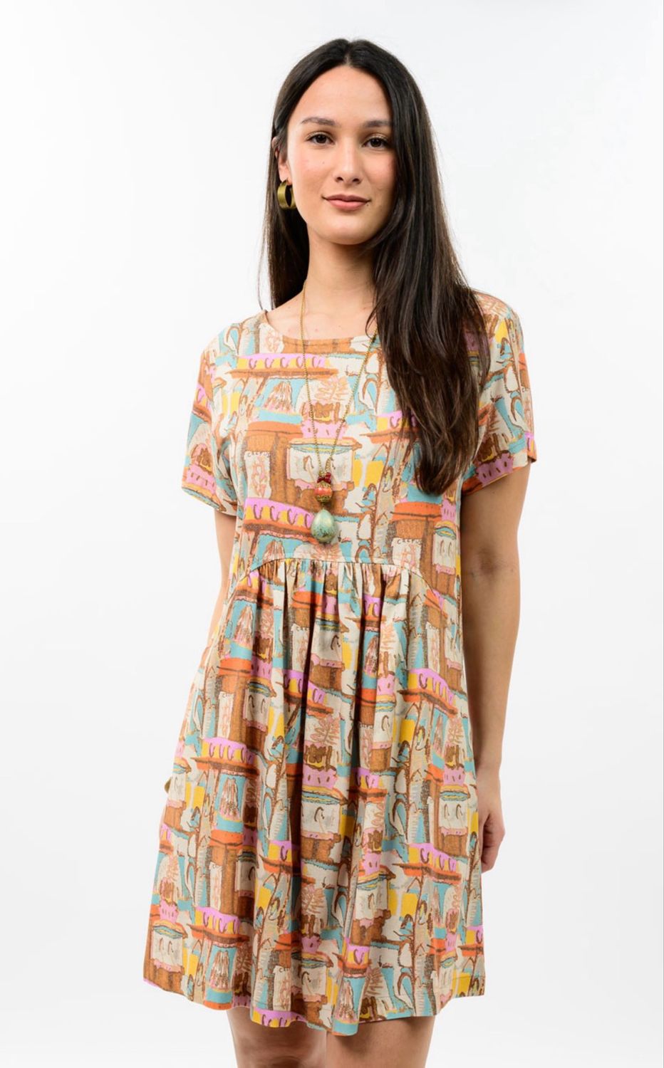 Uncle Frank 72667 Linen Blend Easy Dress-Blue