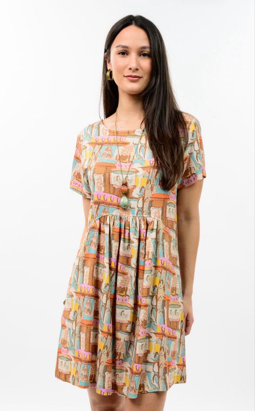 Uncle Frank 72667 Linen Blend Easy Dress-Blue