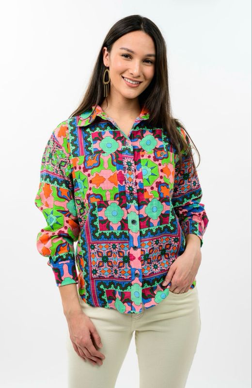 Ivy Jane 621597 Patch Print Camp Shirt
