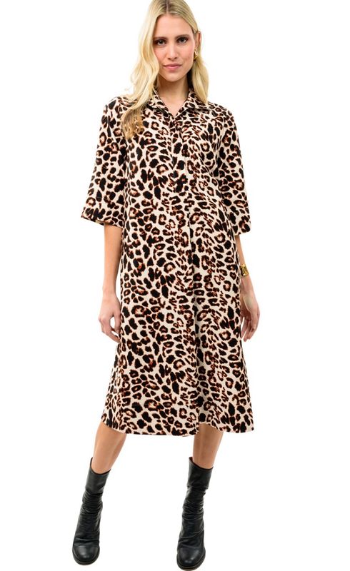 Uncle Frank 72589 Leopard Shifty Shirt Dress