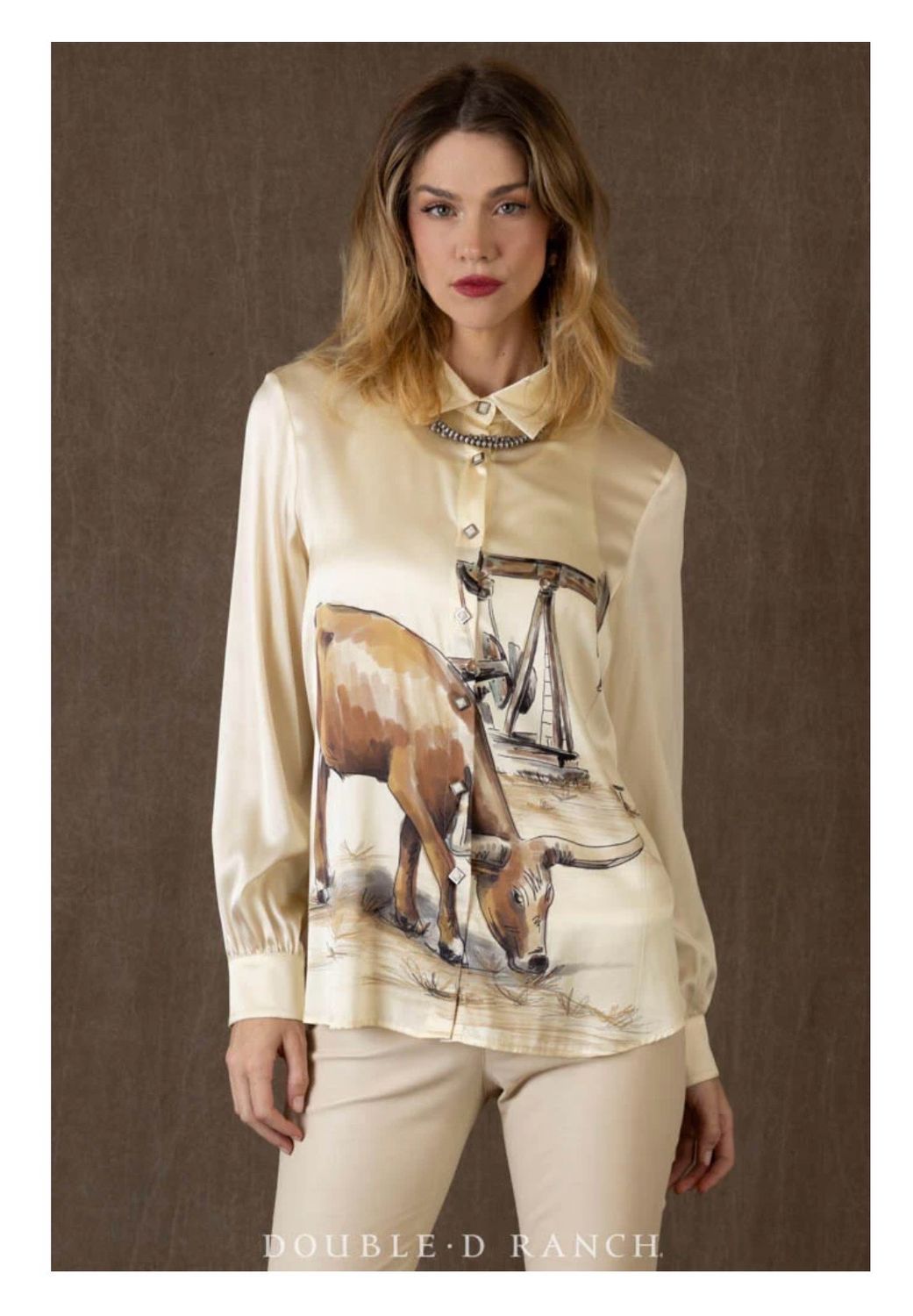 Double D T4242 Seen in Texas Blouse-Bone